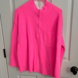 Bright Pink Half-Zip Sweater